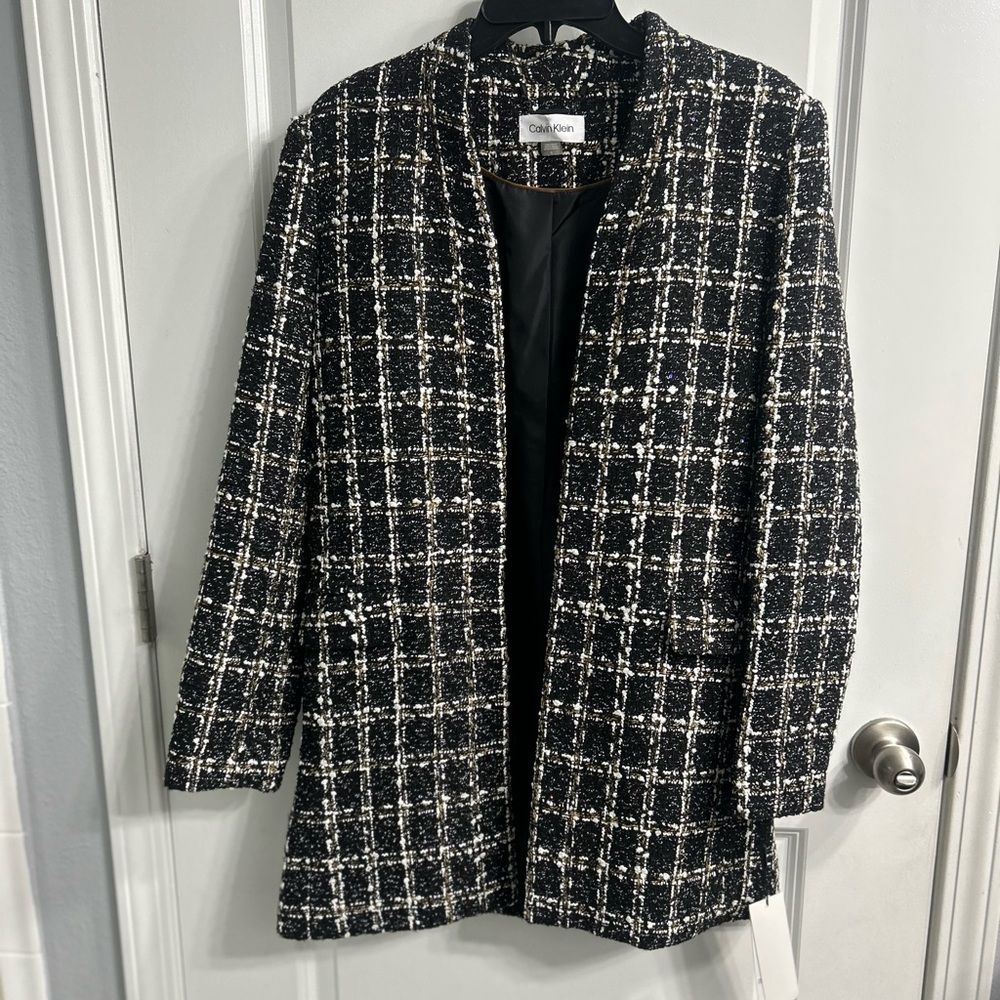 Calvin Klein Black and White Plaid Women's Blazer